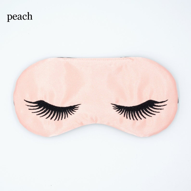 EYELASHES sleeping mask \u2022 Adjustable sleep mask \u2022 Bridesmaids gift \u2022 Glam sleep mask \u2022 Slumber party favor \u2022 Gift for her \u2022 PEACH and BLACK