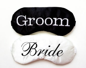 BRIDE GROOM Sleep Mask, Honeymoon Must Have, Engagement Gift for Couple, Bridal Shower Gift, Just Married, Gift for Bridal Shower