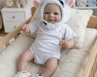 19 Inch Reborn Baby Doll | Lifelike Newborn with 3D Skin, Hand-Painted Hair