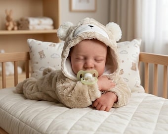 18 Inch Realistic Reborn Baby Doll: Sleeping Newborn Bear Outfit Collectible Art Vinyl