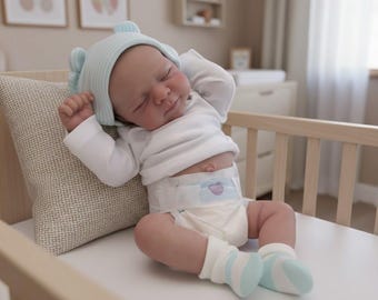 Muñeca bebé reborn de 48 cm (19 pulgadas), cuerpo completo, piel pintada en 3D, venas visibles, tacto suave, muñeca artística para recién nacidos.