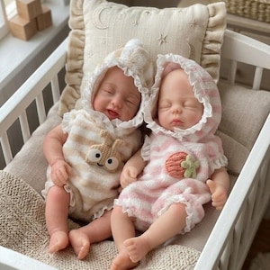 Mini Reborn Doll Solid Silicone 6 Inch Lifelike Handmade Newborn Baby Girl Birthday Gift for Children