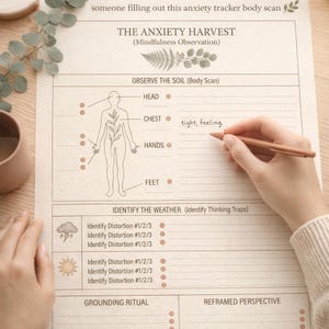 Anxiety Harvest Mindfulness Worksheet | CBT Body Scan, Relief Guide (Digital Download)