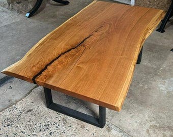 Reclaimed Wood Coffee Table | Live Edge Solid Wood Farmhouse Table, Living Room Rustic Furniture, Unique Coffee Table