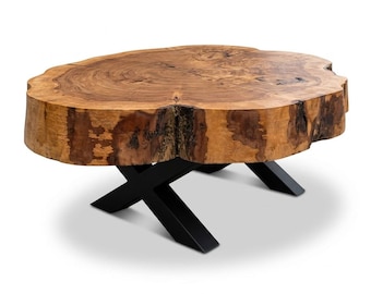 Live Edge Couchtisch aus Walnussholz | Handgefertigter, wiedergenutzter Bauernhaus-Mitteltisch, rustikale niedrige Möbel mit natürlicher Maserung für Wohnzimmer