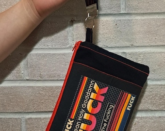 Handgemachte Tasche aus Leder | 10x6 Kosmetiktasche | Lustige & Blumendrucke | Schlüsselanhänger Clutch