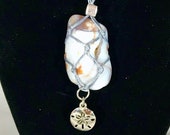 PERUVIAN OPAL (Blue) Healing Crystal with a Silver Silver Dollar Charm