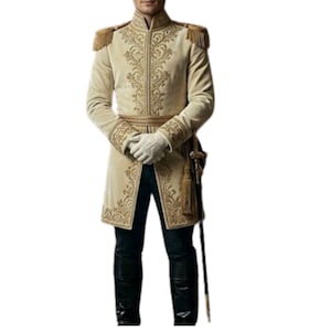 Men’s Royal Embroidered Sherwani Coat – Luxury Wedding Prince Outfit, Gold Formal Indo Western Jacket, Groom Wear Regal Costume