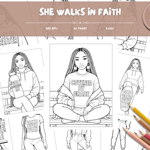 Christian Coloring Pages for Black Women & Girls: Faith Based Art (Digital Download)