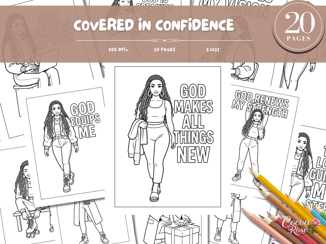 Christian Affirmation Coloring Pages for Black Women, Faith Self-care ...