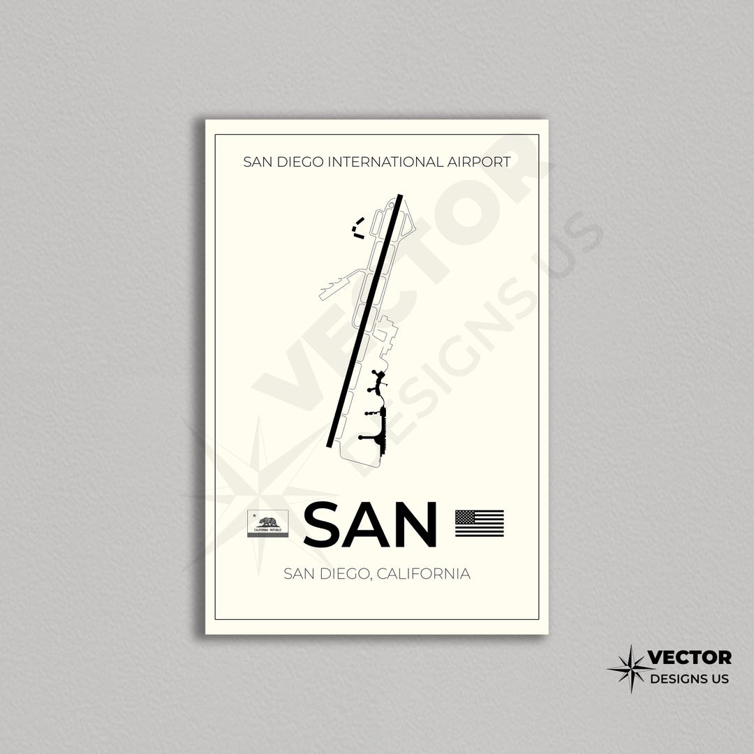SAN Airport Diagram Wall Art | San Diego International Airport | San ...