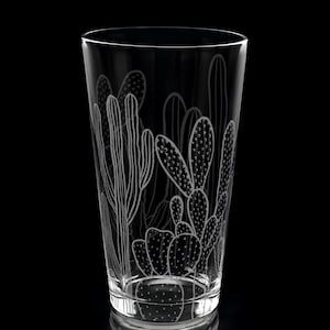 16oz SOUTHWEST DESERT Flora Engraved Pint Glass | Cactus Nature Drinkware