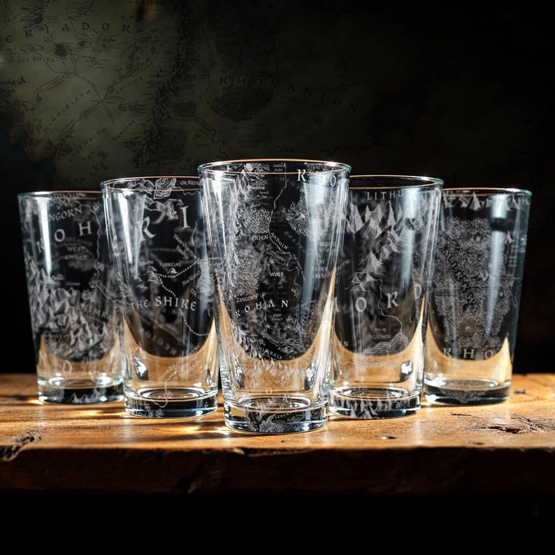 Maps of Middle-earth — Set of 5 LOTR Pint Glasses