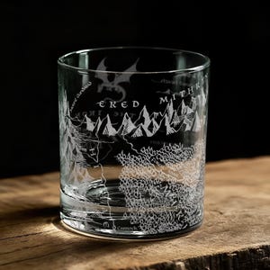 Map of Erebor Laser Engraved 10.5oz Whiskey Glass, Officially Licensed The Lord of the Rings™ Barware