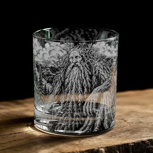 Treebeard Laser Engraved 10.5oz Whiskey Glass, Officially Licensed The Lord of the Rings™ Barware