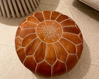 Ręcznie robiony marokański puf – skórzana poduszka podłogowa, dekoracja salonu, niepchany