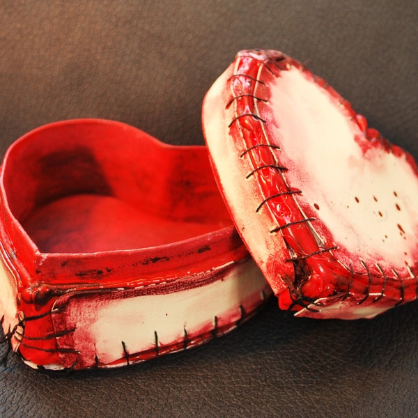 Heart shaped zombie flesh skin box