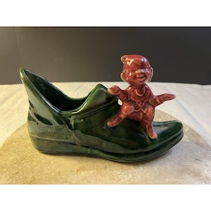 MCM Ceramic Pink Elf Green Boot Planter – Whimsical Pixie Decor