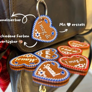Personalized gingerbread heart keychain or pin, 3D printed
