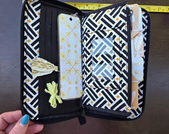 Upcycled Vera Bradley Black & Yellow Wallet Traveler's Notebook Journal