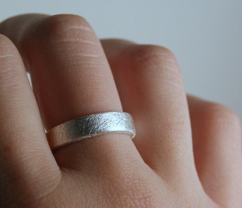 Everyday Ring Sterling Silver Band in Coarse Sanded Finish Etsy