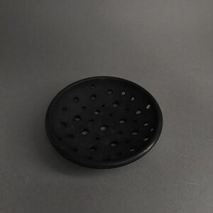 Vintage Black Studio Ceramic Object — Brutalist Perforated Form