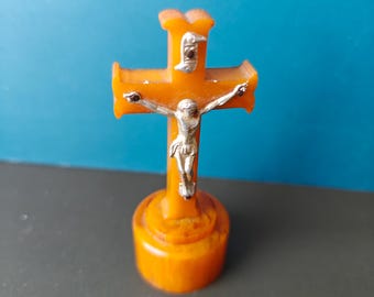 Antique bakelite crucifix. Bakelite Cross, Jesus Christ. Tested