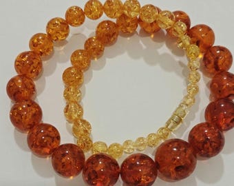 Unique Vintage Lithuanian Necklace. Honey and Cognac Faux Amber molded beads look like Naturalne Amber.
