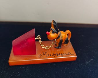 Vintage Polish bakelite, catalin figurine of a dog.
