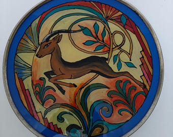 Vintage Art Deco / Art Nouveau Serving Tray, Handpainted Personalized Gift.
