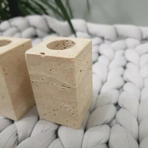 Travertine Rectangular Candlestick – Natural Stone Holder image 5