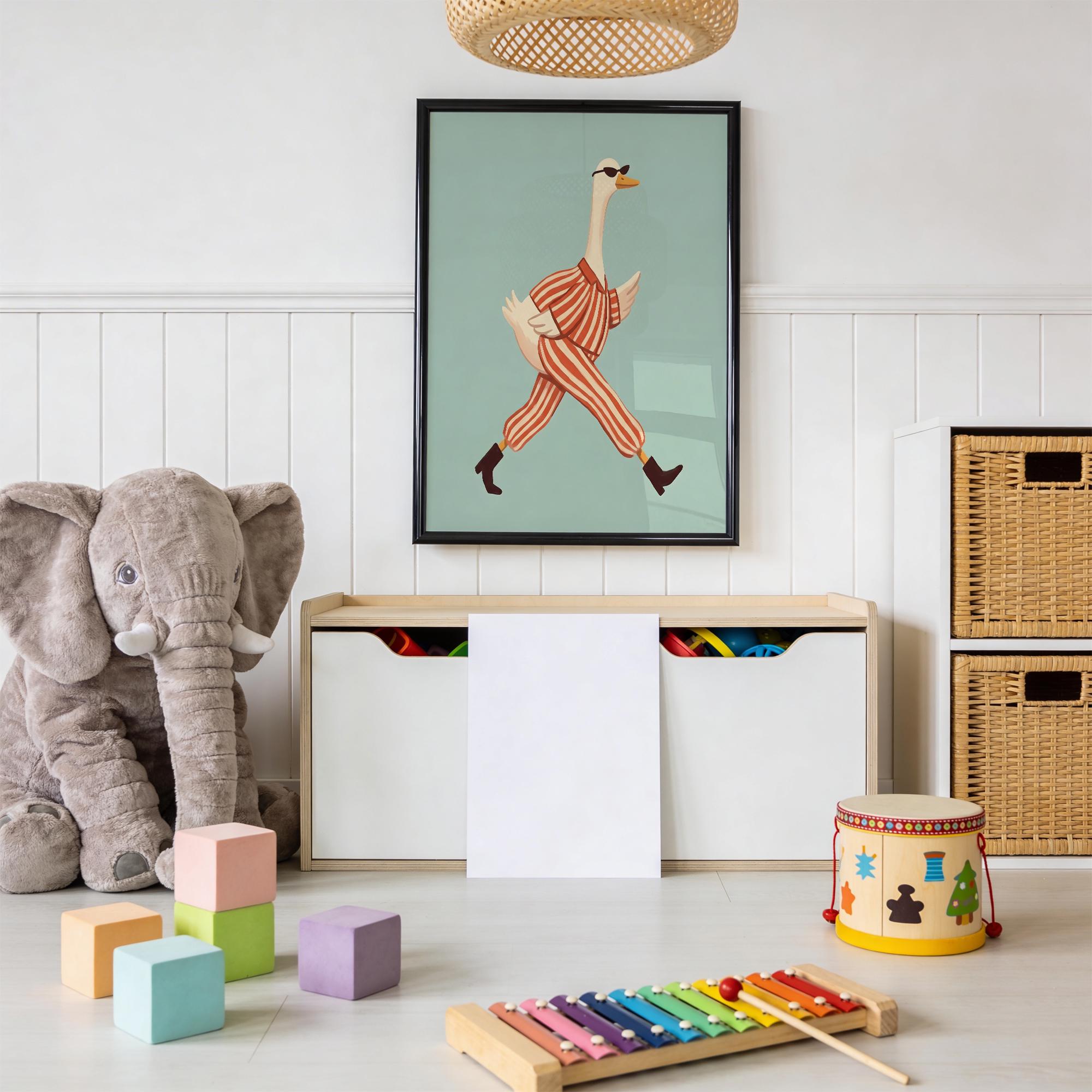 Goose Printable Wall Art | Funny Animal Nursery Poster | Whimsical Bird ...