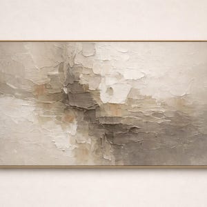 Beige Textured Frame TV Art, Neutral Impasto Wall Art, Minimal Plaster Abstract, Modern Wall Decor, Samsung Frame TV Art