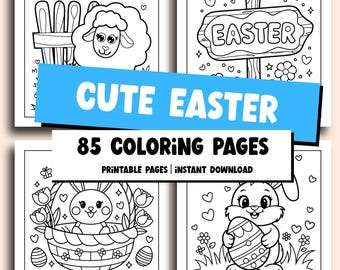 Dibujos para colorear de Pascua / 87 diseños imprimibles de conejitos, huevos y pollitos (PDF)