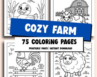 Dibujos para colorear de animales de granja para niños / 75 fichas de actividades divertidas de la granja (PDF imprimible)