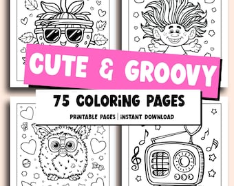 Dibujos para colorear de hippies retro / 75 divertidas hojas de actividades (PDF imprimible)