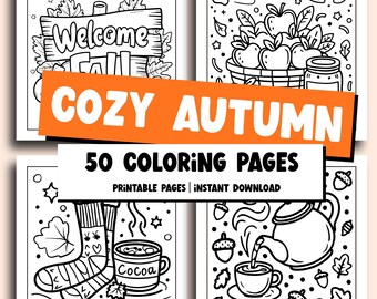 Dibujos para colorear de otoño para niños / 50 hojas de actividades de otoño (PDF imprimible)