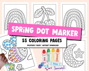 Libro para colorear con marcadores de puntos de primavera / 55 páginas de actividades imprimibles (descarga digital)
