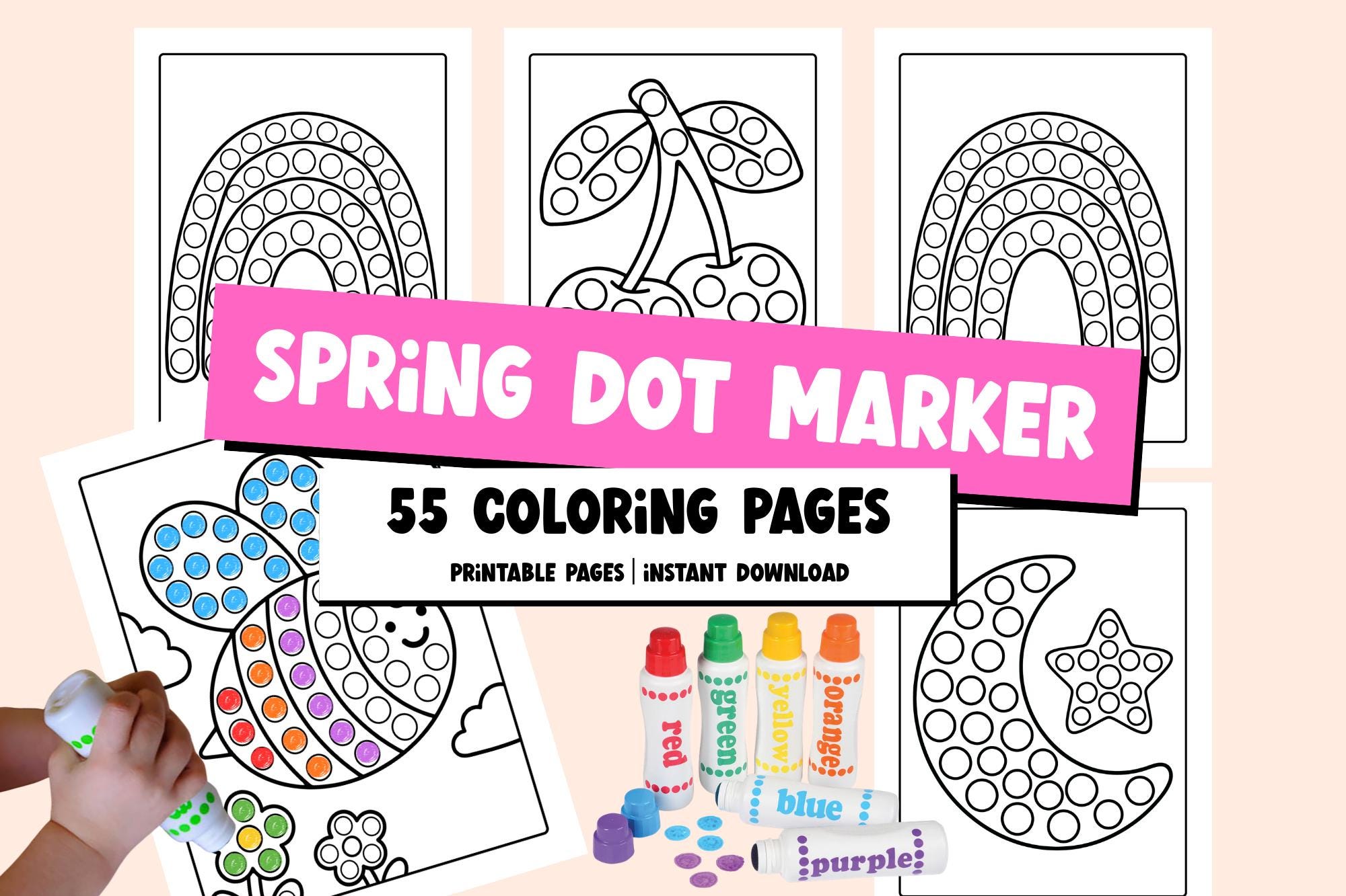 Spring Dot Marker Coloring Book | 55 Printable Activity Pages (digital ...