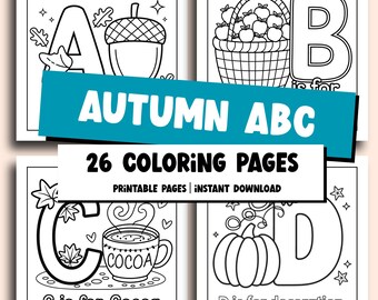 Páginas para colorear del otoño con el abecedario / Hojas de actividades de otoño (PDF imprimible)
