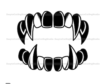 Vampirzähne SVG: Reißzähne Horror Halloween Vektor Cricut PNG Druckbare Design (Digitaler Download)