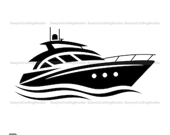 Luxus Yacht SVG: Schnellboot Vektor Cricut PNG Druckbare Design (Digitaler Download)