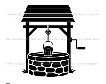Wasser gut SVG: Rustikales Bauernhaus Vektor Cricut PNG Druckbare Design (Digitaler Download)