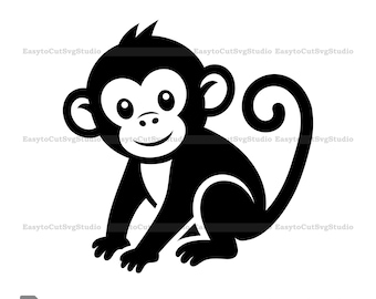 Affe SVG: Dschungeltier Vektor Cricut PNG Druckbare Design (Digitaler Download)