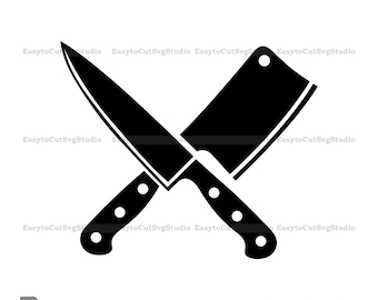 Gekreuzte Hackbeil SVG: Metzgermesser Vektor Cricut PNG Druckbare Design (Digitaler Download)