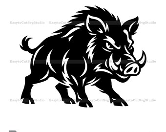 Wildschweinkopf SVG: Heftige Tier Maskottchen Logo Illustration Design Kunst (Digitaler Download)