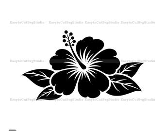 Fiore di ibisco SVG: Vettore floreale tropicale da spiaggia, design stampabile in formato PNG per Cricut (download digitale)
