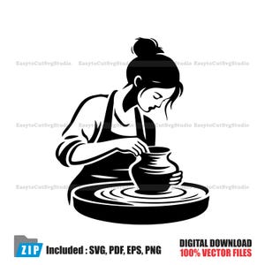 Pottery Maker SVG: Ceramic Artist, Pottery Wheel, Clay Craft, Cut Files, (Digital Download)