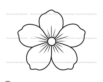 Einfache Blume Umriss SVG: Blumenmuster (Digitaler Download)