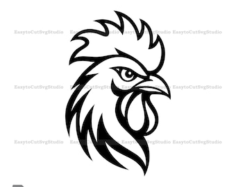 Hahn Kopf SVG: Huhn Maskottchen Vektor Cricut PNG Druckbare Design (Digitaler Download)